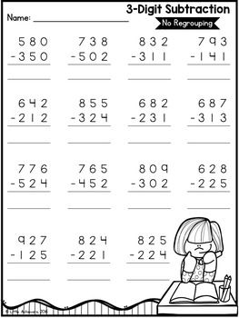 3 Digit Addition and Subtraction WITHOUT Regrouping Worksheets & Google ...