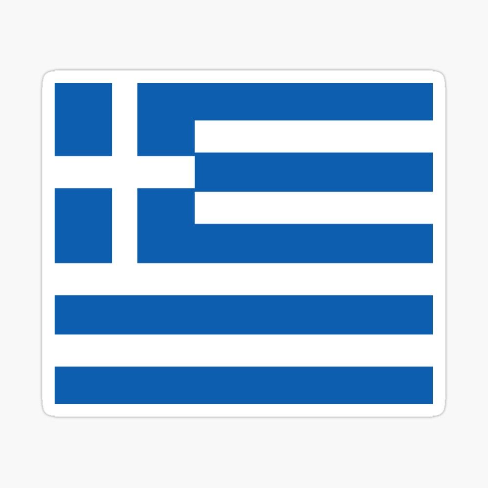 Sticker avec l'œuvre « Superbe Drapeau De La Grèce et ses couleurs bleu ...