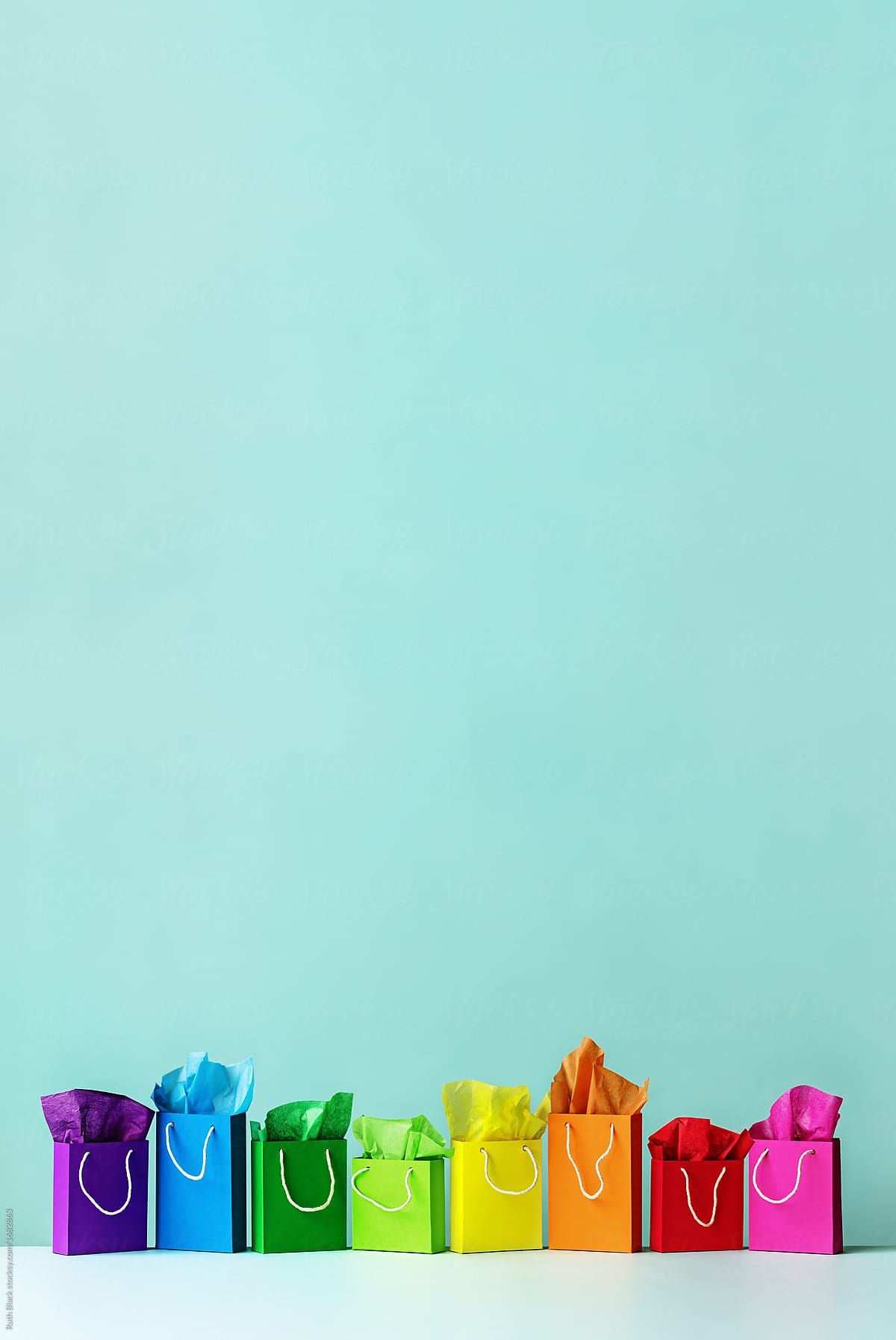 Row Of Colorful Shopping Bags