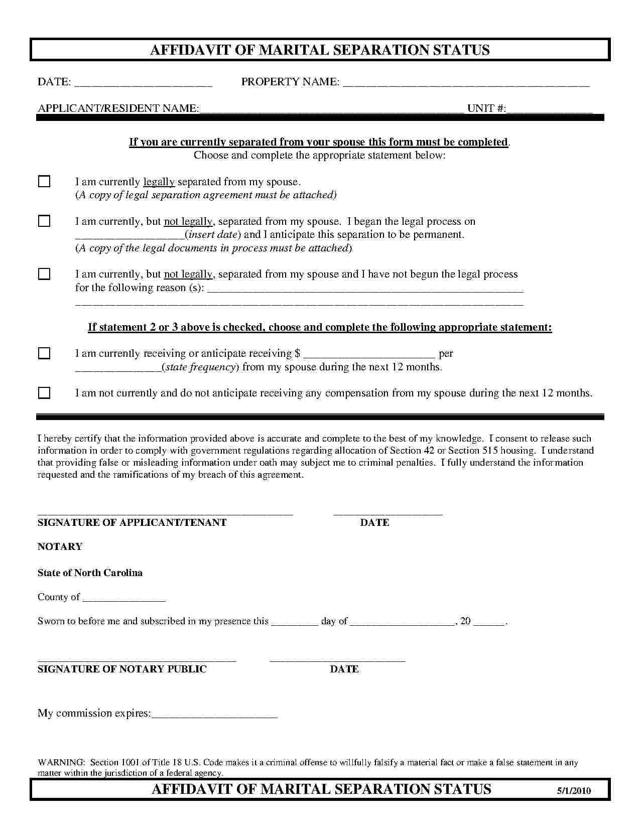 Templates Separation Agreement - Templates Hunter | Separation ...