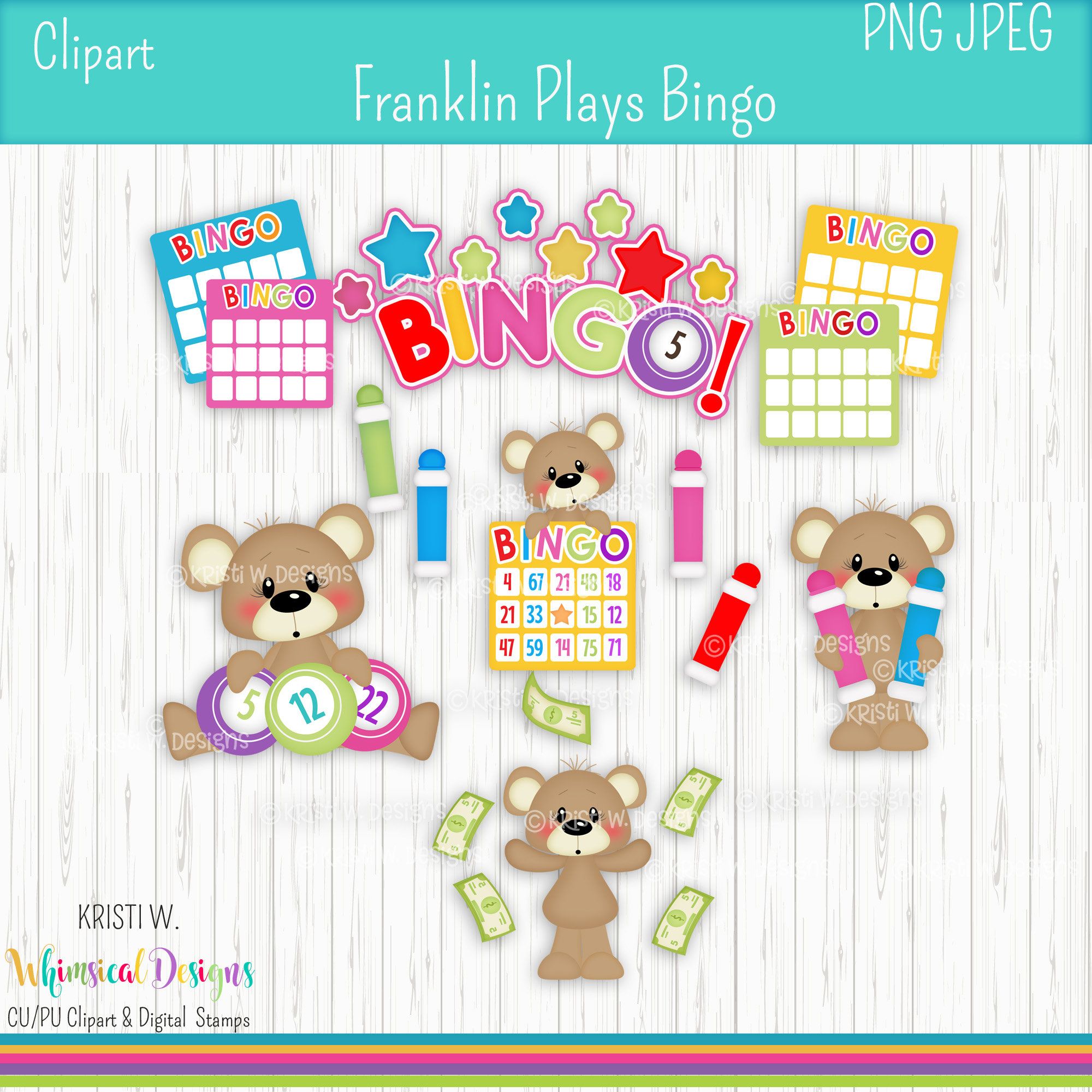 Franklin Plays Bingo Digital Clipart Images PNG JPEG