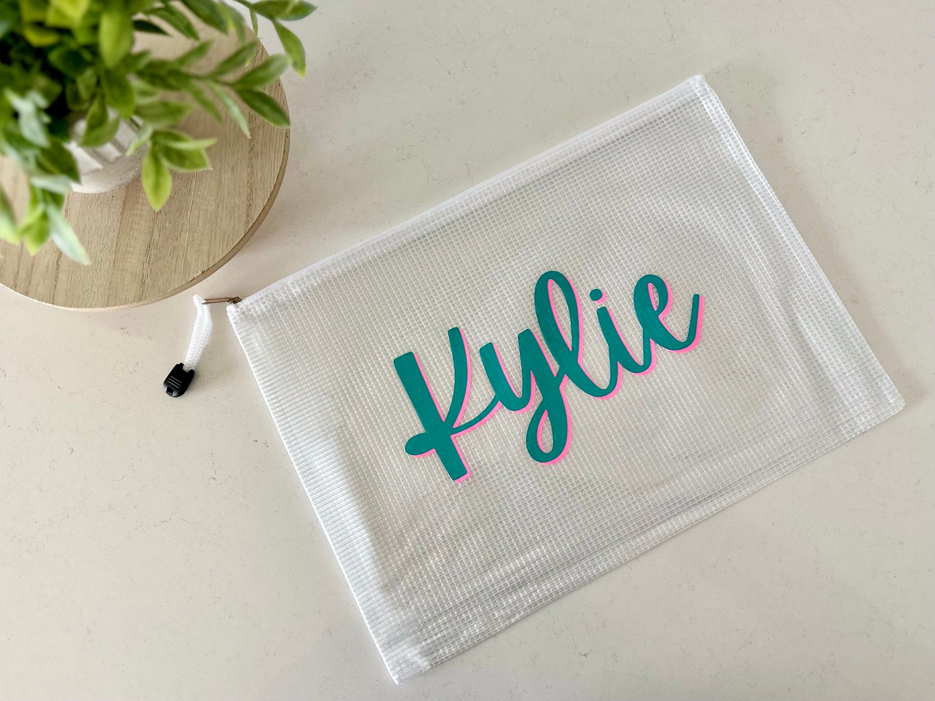 Personalized Zippered Wet Dry Pool Bag // Cursive Font - Etsy | Pool ...