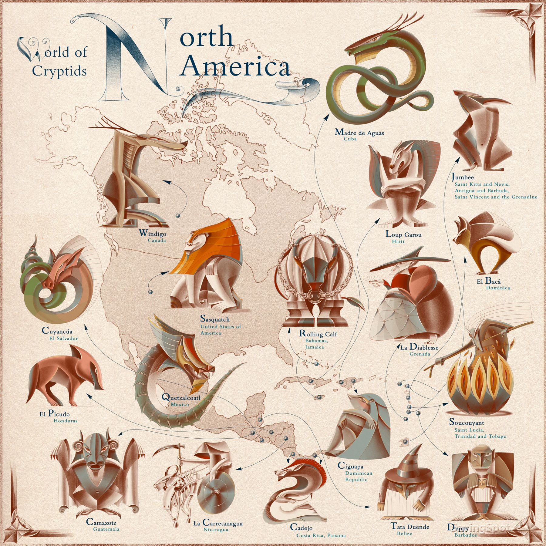 This Map Shows You Where to Find the Most Famous Mythical Creatures ...