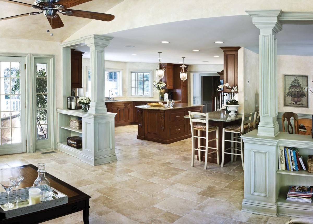 columns between kitchen and living room Google Search Half wall