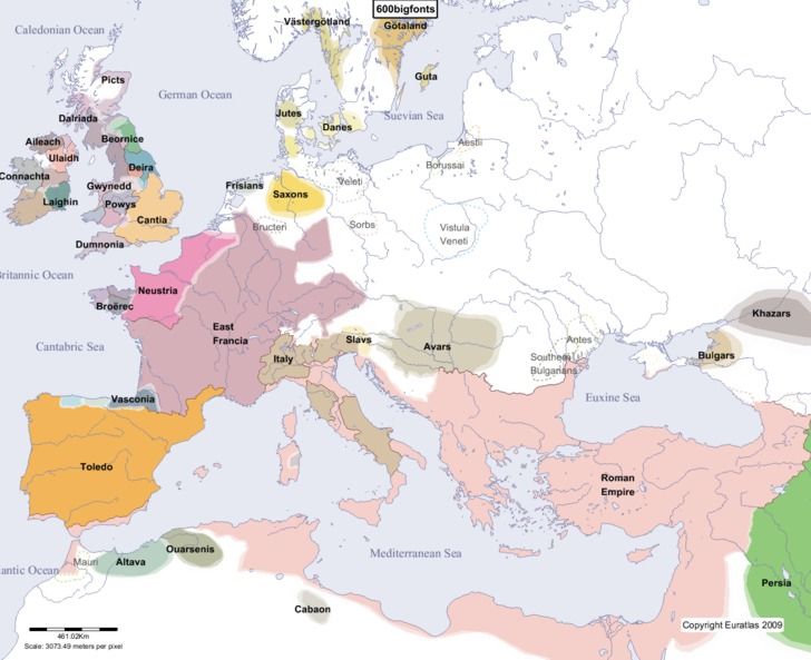 Euratlas Periodis Web - Map of Europe in Year 600 | Kartographie ...