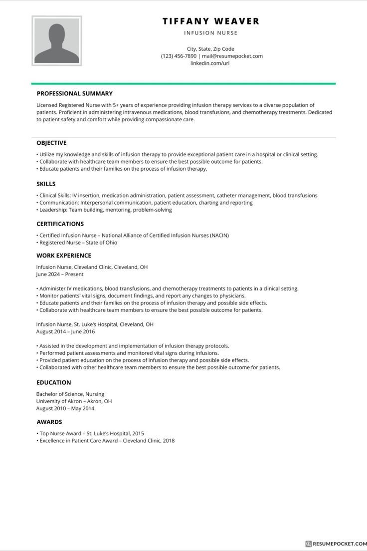 Infusion Nurse Resume Examples - Stand Out with a Professional Resume ...