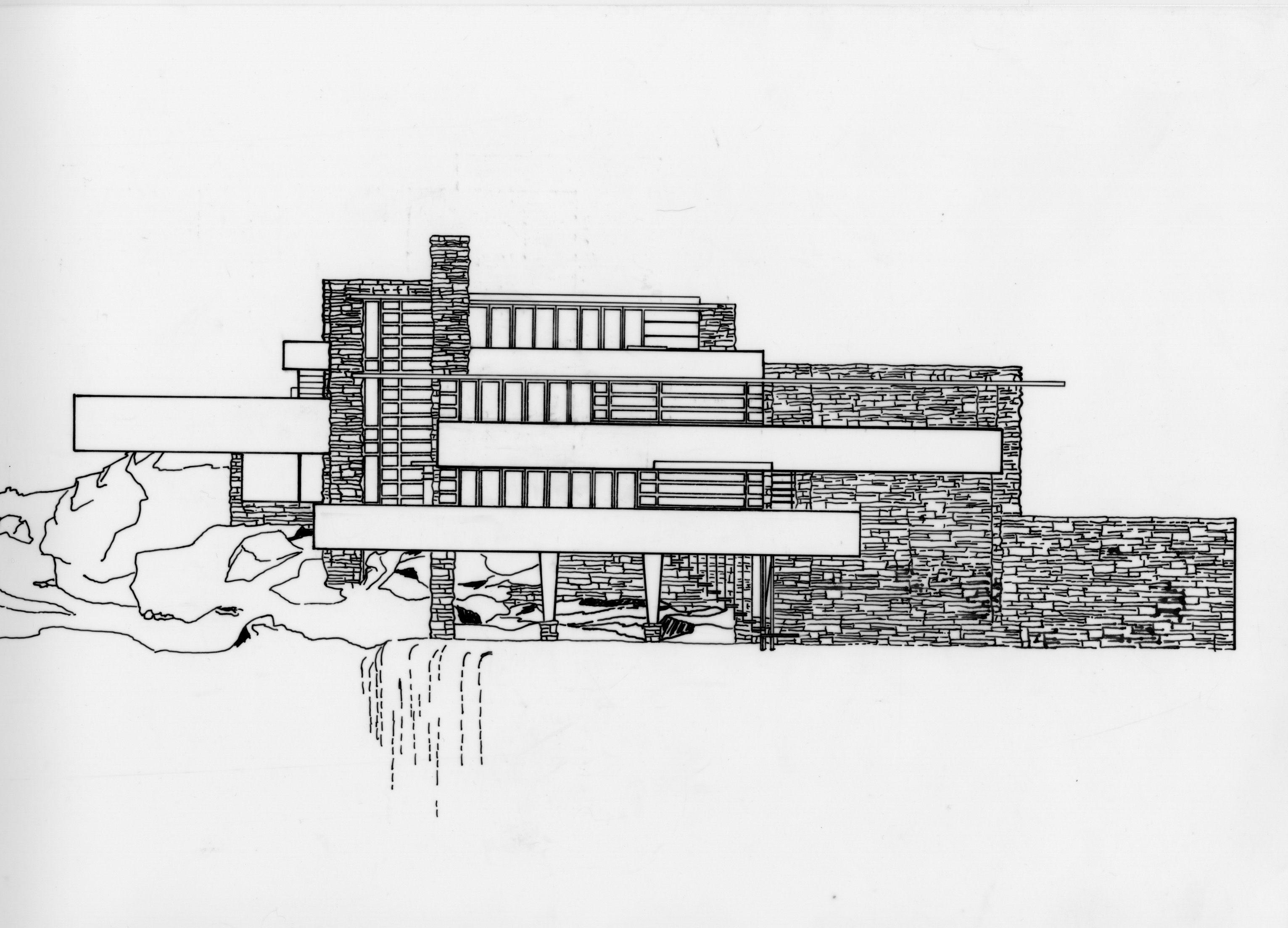 Falling Water: Elevation Architecture Sketchbook, Architecture Concept ...