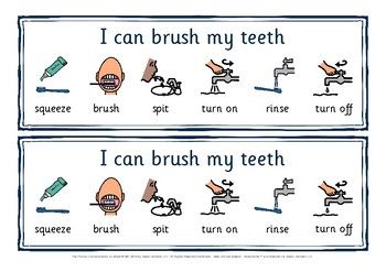 brushing teeth flashcards and sequence chart by IcklebellaTeachingStore ...