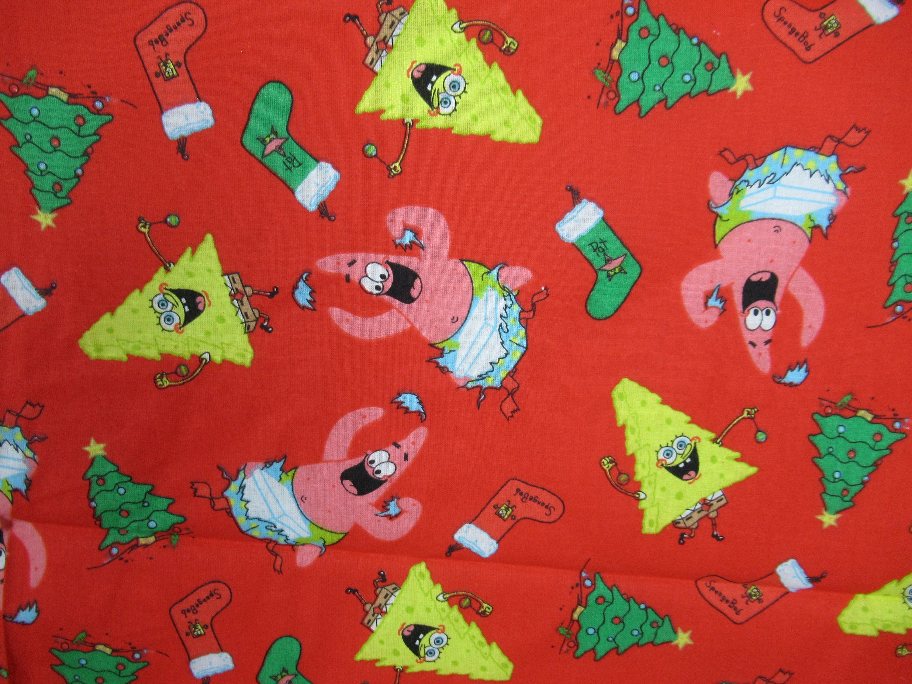 2004 Spongebob Squarepants Christmas Cotton Fabric 1.3 Yards - Etsy in ...