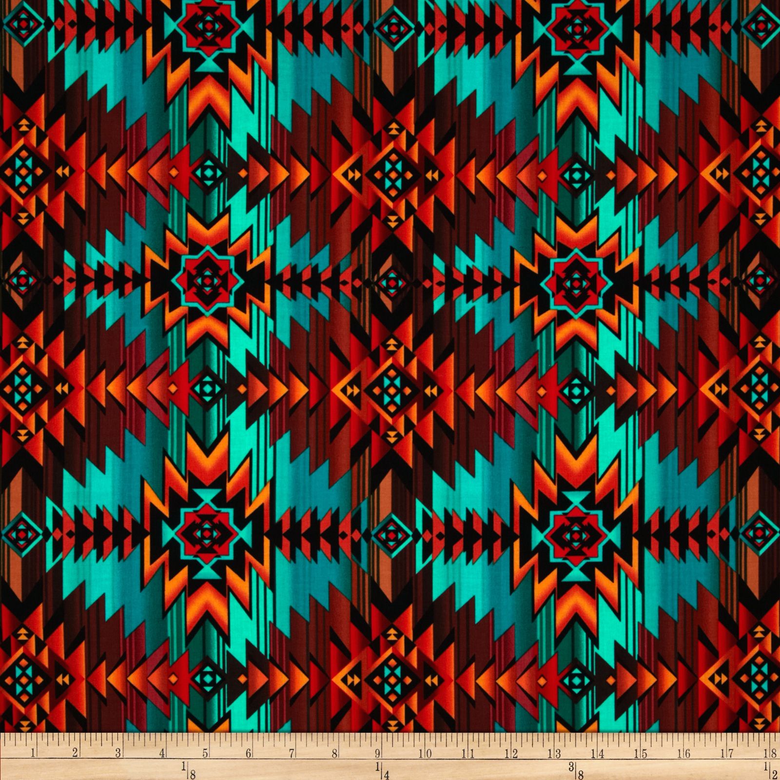 Timeless Treasures Southwest Blanket Turquoise Fabric Southwest