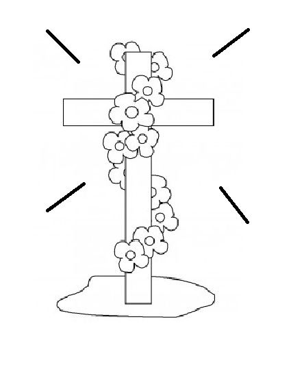 Coloring Easter Cross and Flower Design