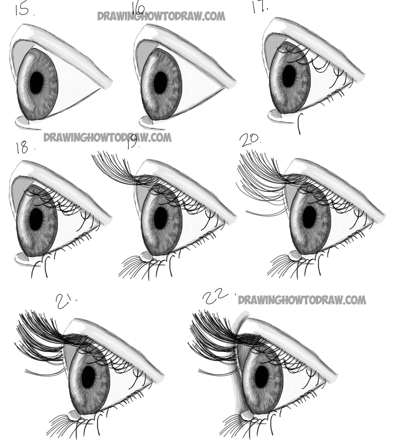 How to Draw Realistic Eyes from the Side Profile View - Step by Step ...