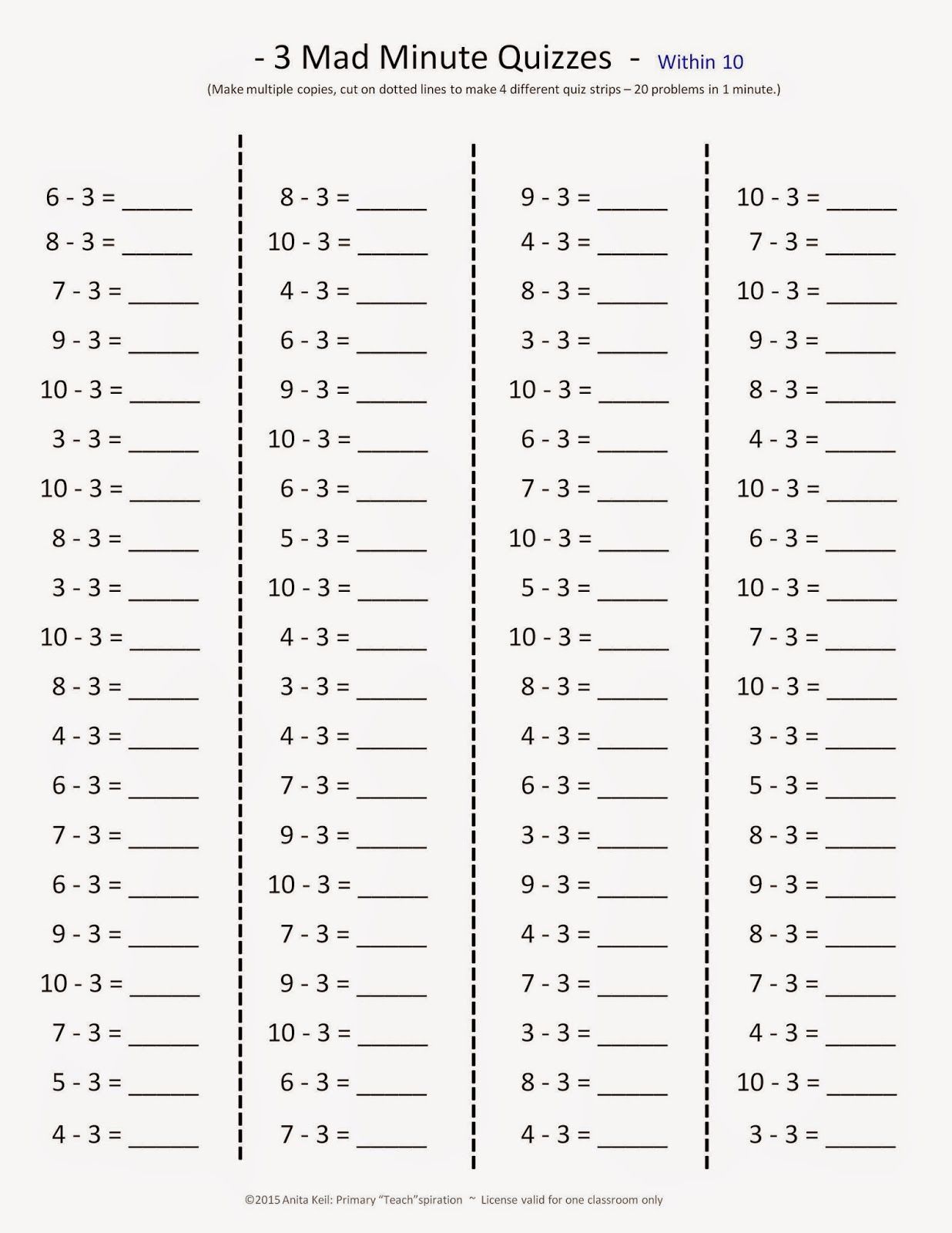 Math Fluency Sheets