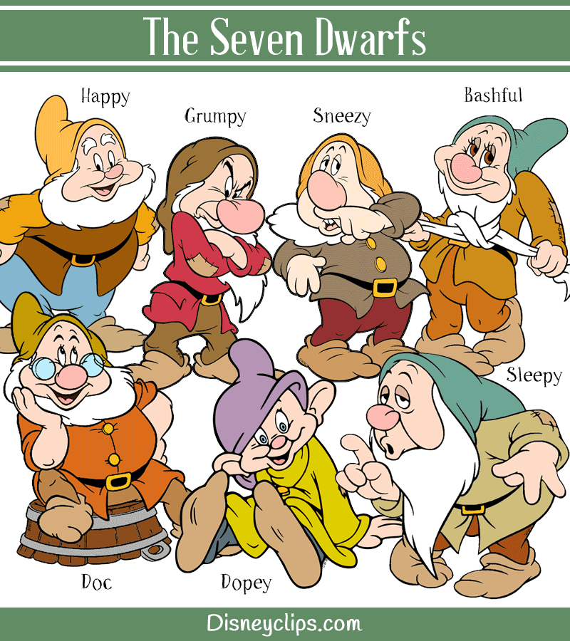 The Seven Dwarfs Names and Personalities | Seven dwarfs, Seven dwarfs ...