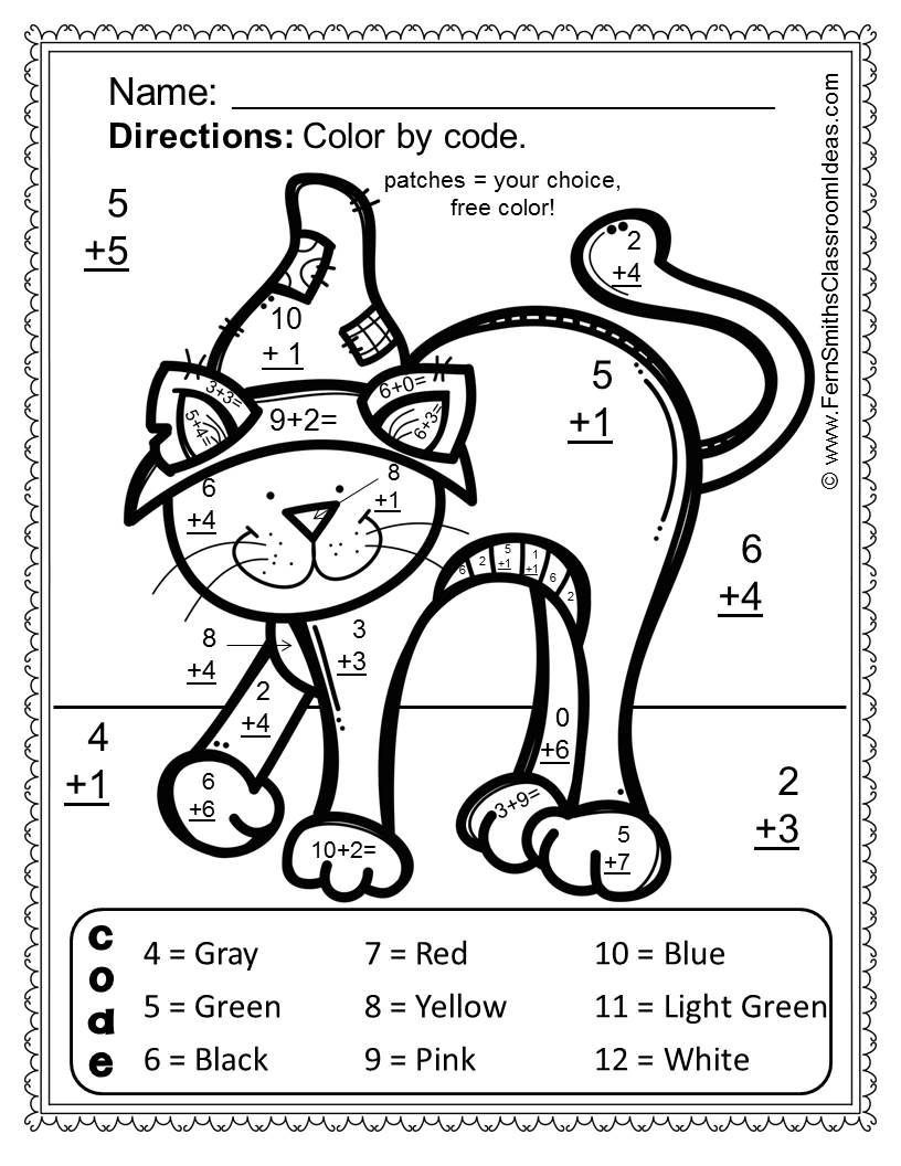 Color By Number Addition Kindergarten