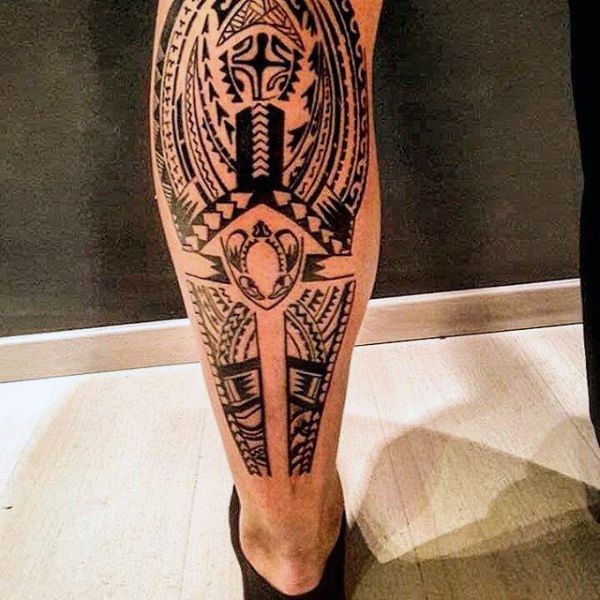 34 Visually Striking Tribal Tattoo On Leg Designs  Psycho Tats