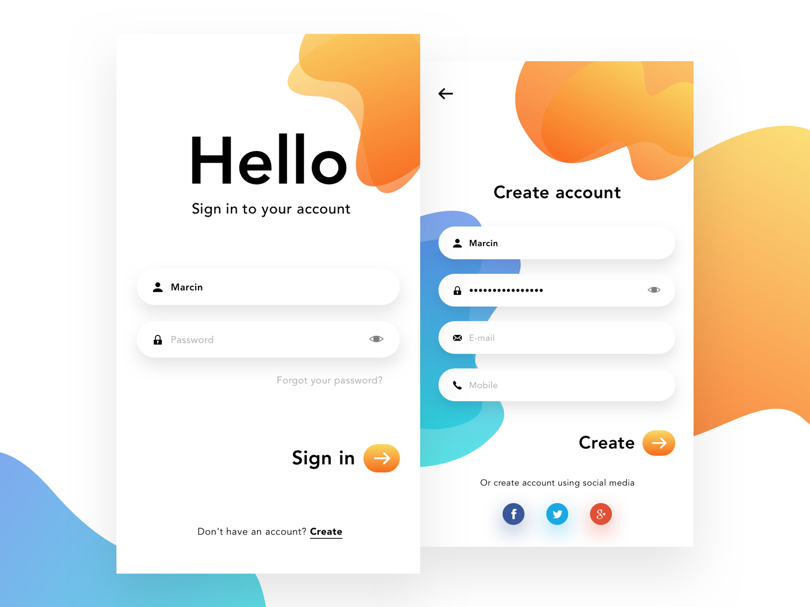 Login & Sign up screen | App interface design, Login page design, App ...