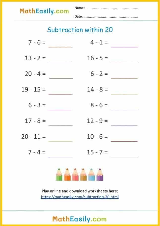 Printable 1st Grade Math Worksheets PDF | free download Kindergarten ...