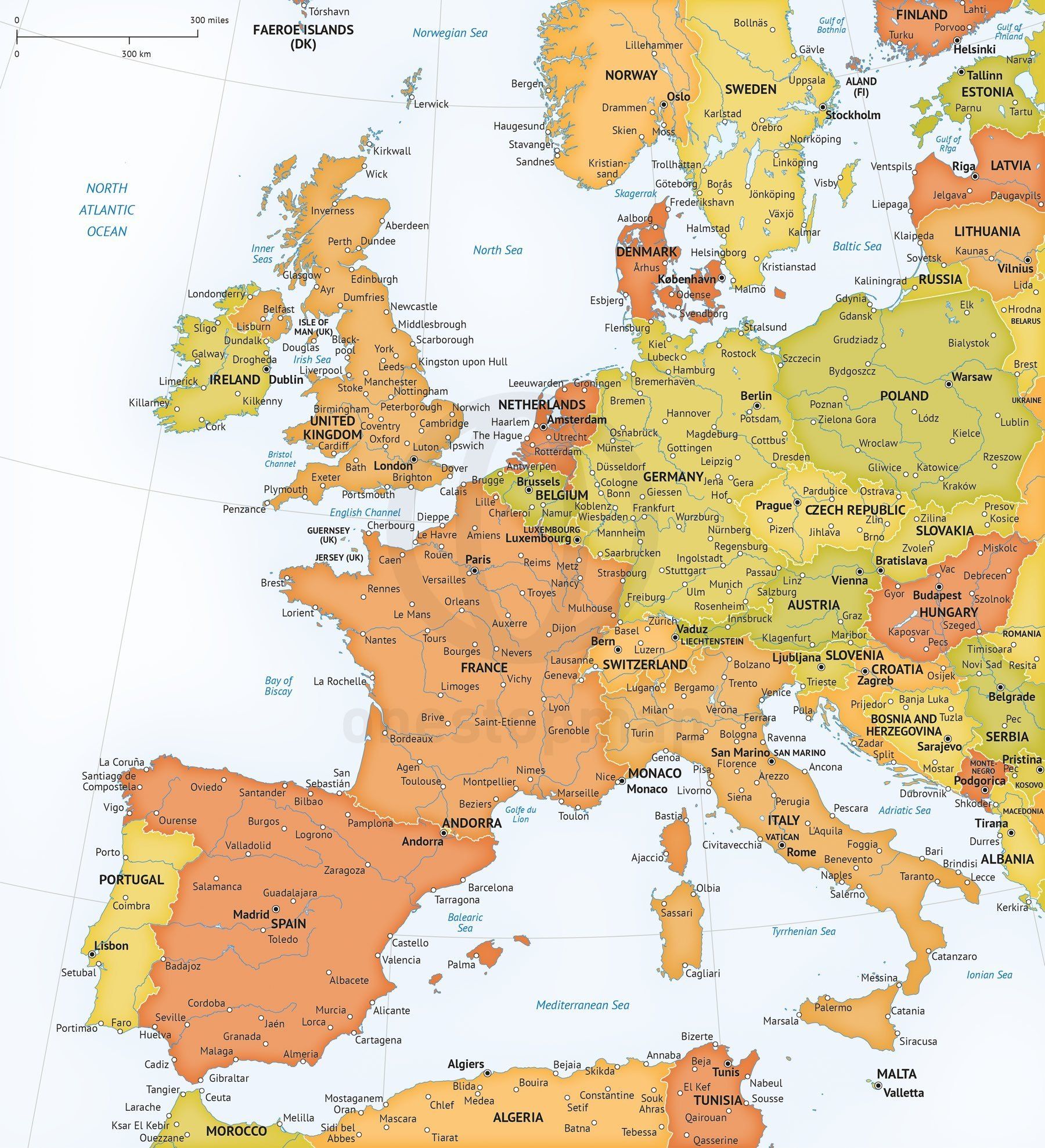 Map Of Western Europe And The Uk Download Map Of Western Europe With Major Cities Tourist map of