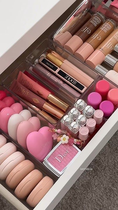 organize my makeup drawer with me🏹🤍 #makeup #makeuporganization # ...