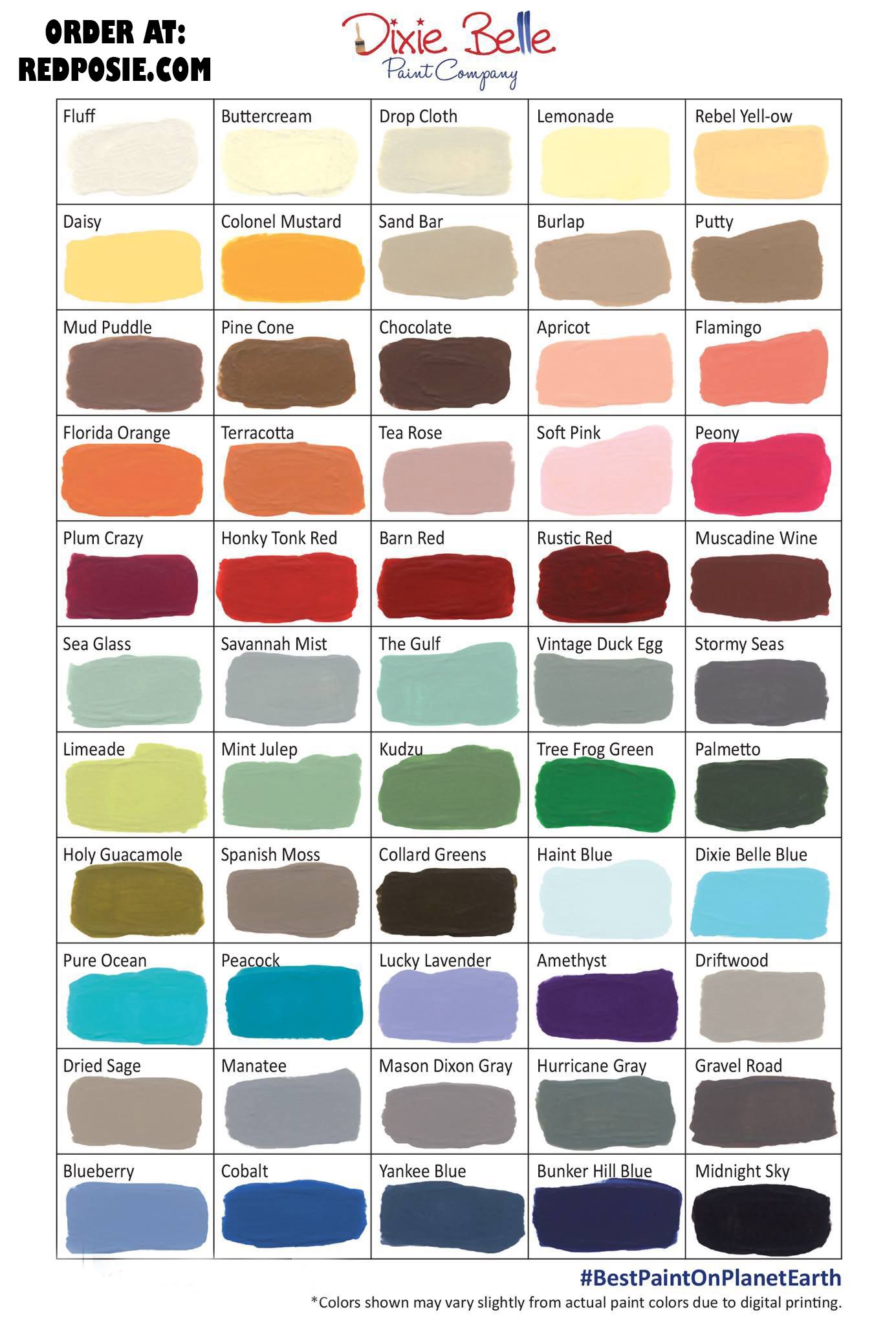 Dixie Belle Color Chart | Chalk paint colors, Dixie belle paint ...