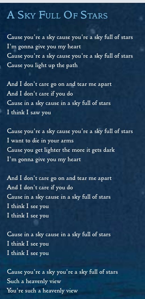 Coldplay Sky Full Of Stars Lyrics