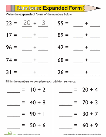 Expanded Form Worksheets For Class 1