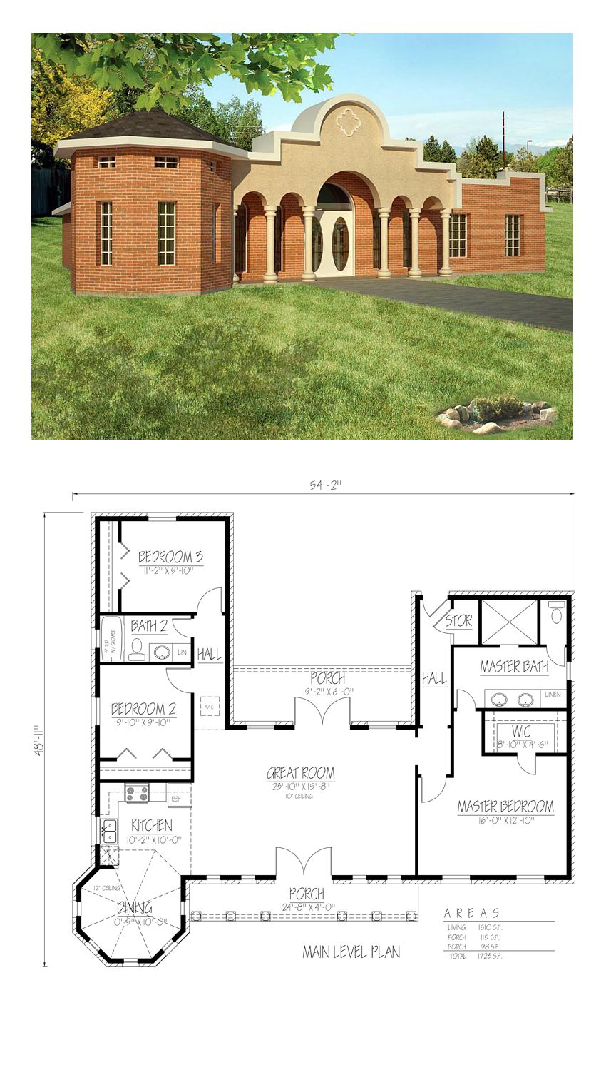 Ranch, Southwest House Plan 71924 with 3 Beds, 2 Baths | House plans