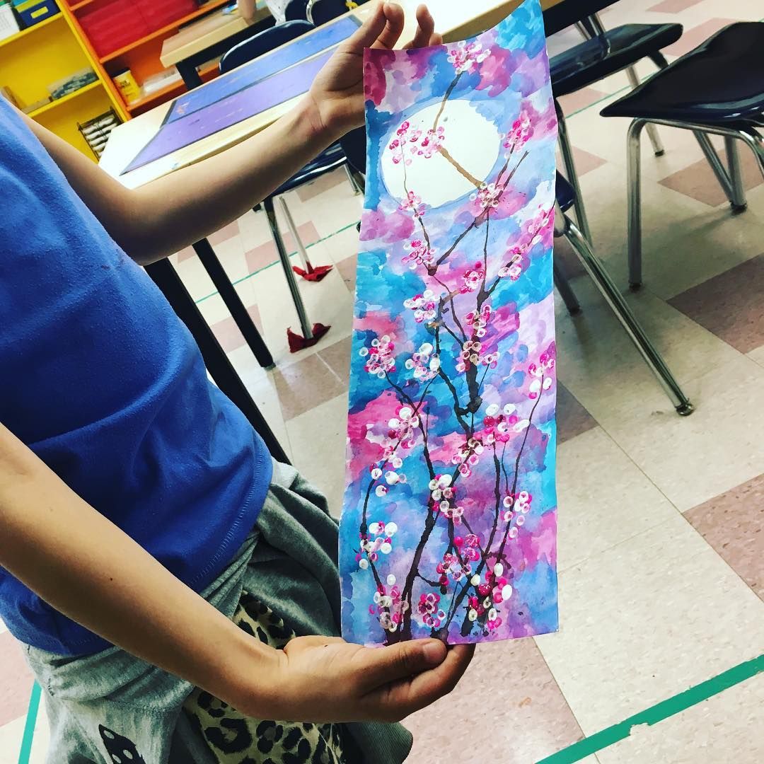 A finished 3rd grade Japanese cherry blossom scroll! 3rd Grade Art ...