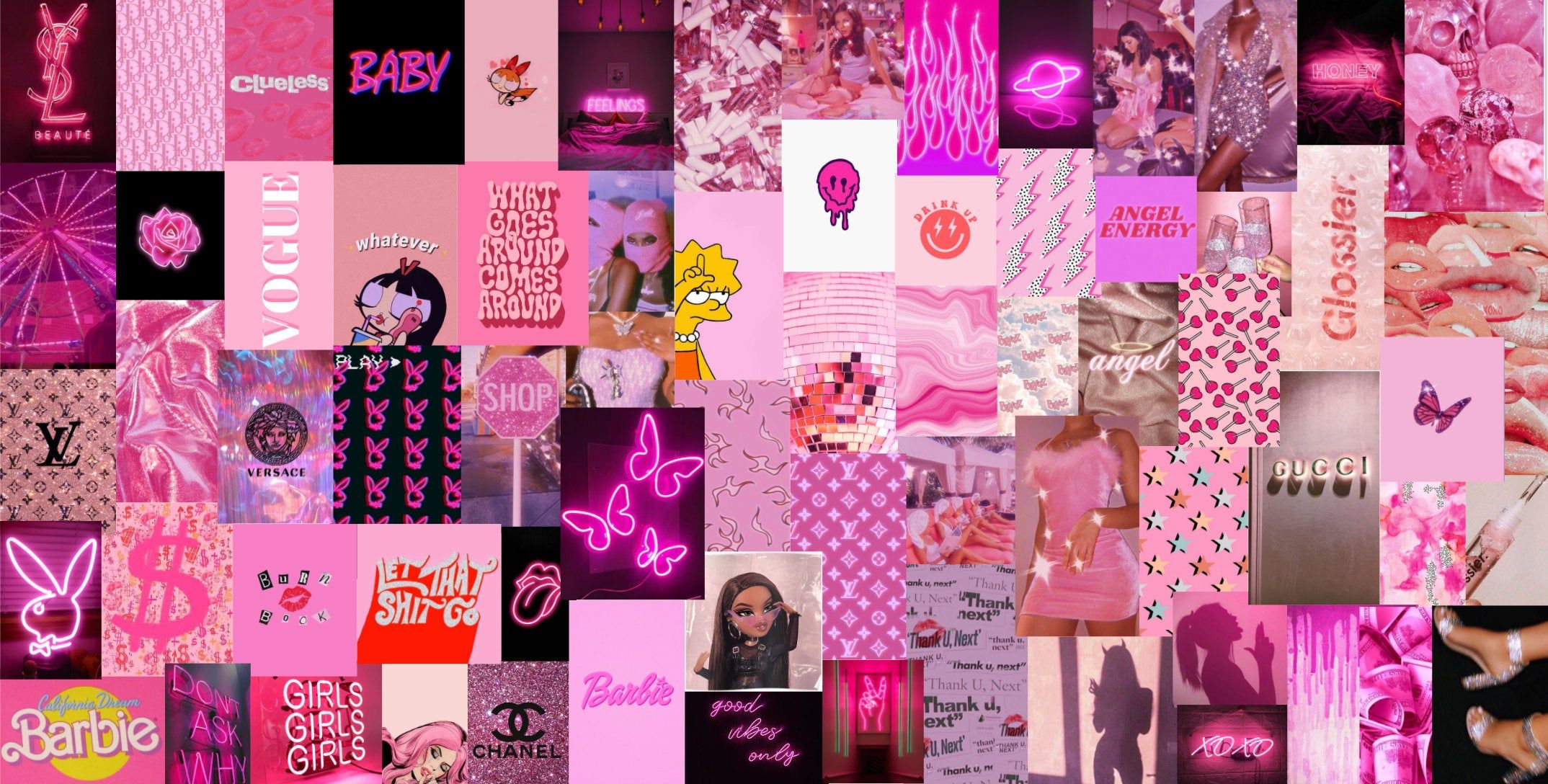 Neon Pink Boujee Aesthetic Wall Collage Kit Digital Download - Etsy ...