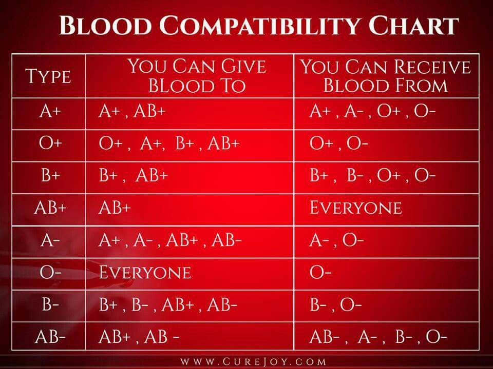 Chart Of Blood Type Compatibility