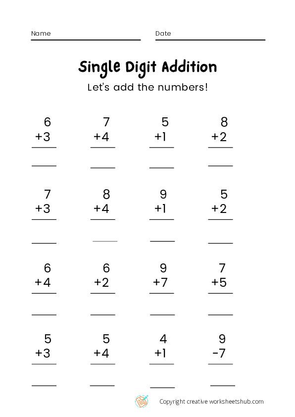 Addition Worksheets for Grade 1 - creativeworksheetshub | Addition ...