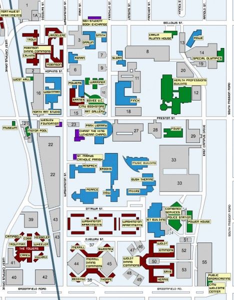 Central Michigan University Map - Mount Pleasant Mich • mappery ...