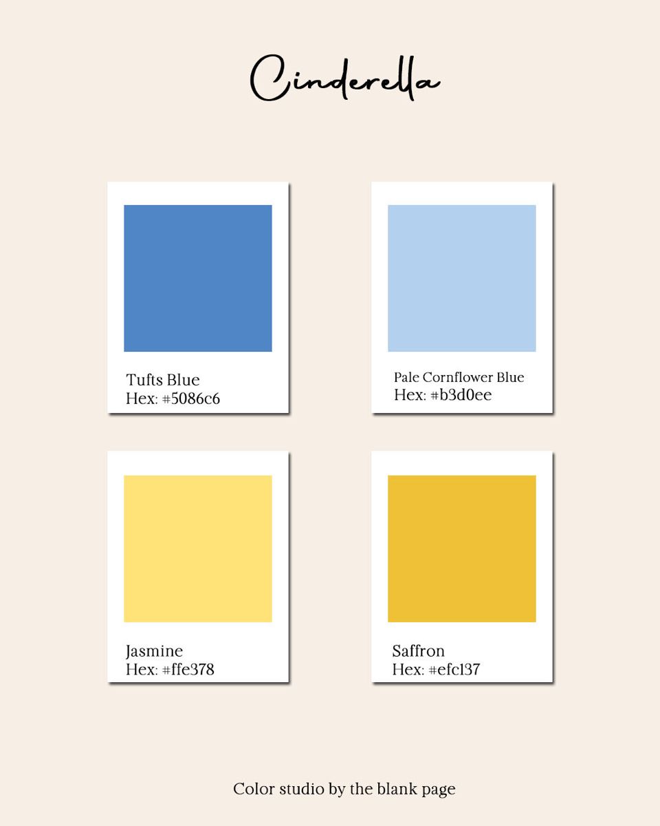 four different shades of blue, yellow and green in the same color ...