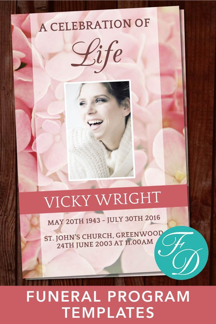 Pink Funeral Program Template Celebration of Life Obituary | Etsy ...