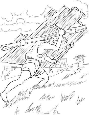 Samson Carries Gates of Gaza coloring page from Samson category. Select ...