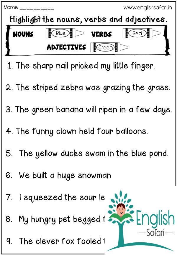 Free Worksheet Printable On Noun And Verbs