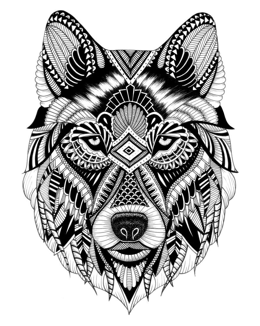 Wolf Tattoo Design, Mandala Tattoo Design, Mandala Drawing, Tattoo ...