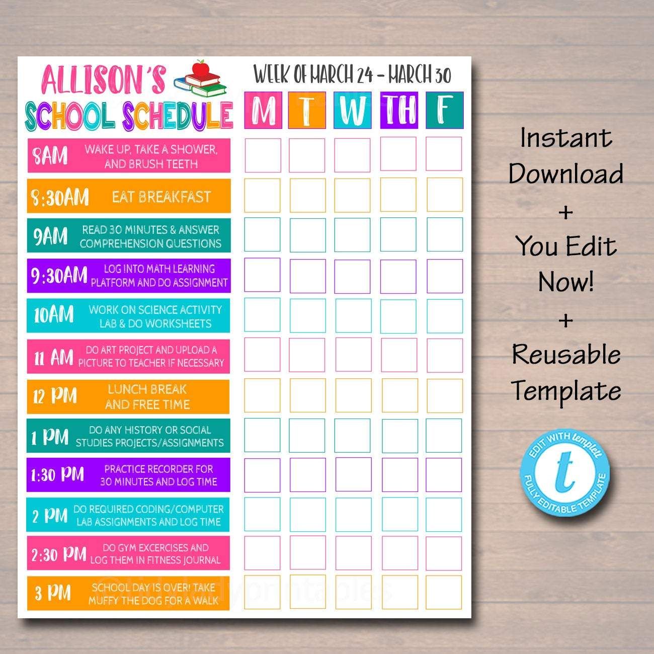 Free Printable Homeschool Daily Schedule Template - What i have always ...