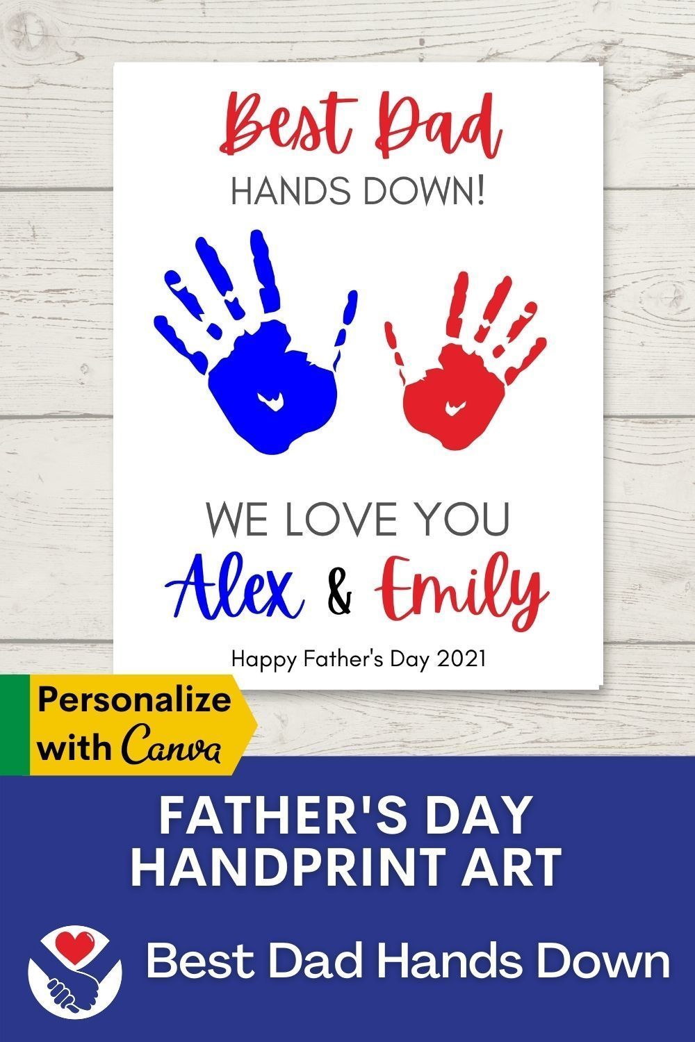 EDITABLE Best Dad Hands Down Printable Handprint Art DIY Father's Day ...