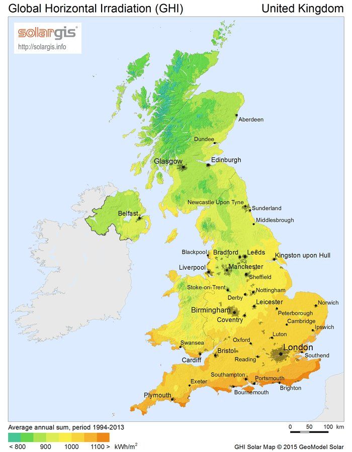 Solar PV Energy Potential Map of the United Kingdom Map Of Britain ...