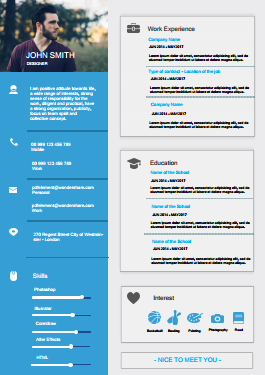 Resume Template - Modern Blue Professional Resume, Work Experience ...