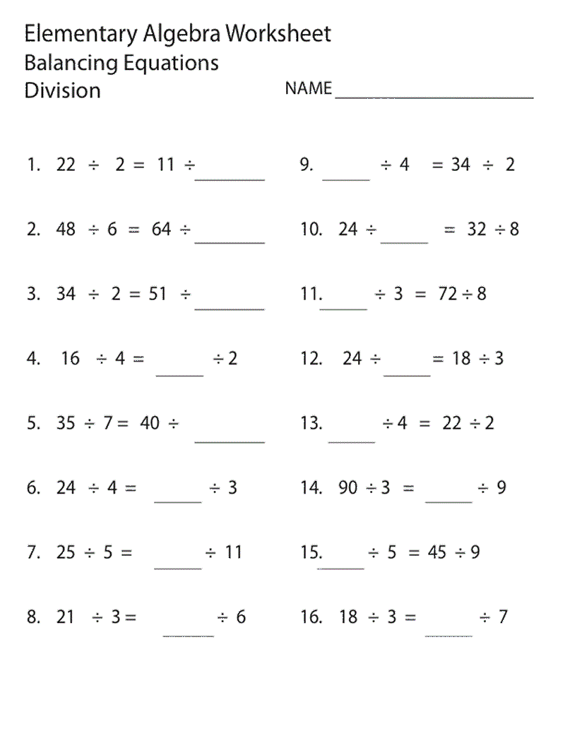 9th Grade Math Worksheets | Elementary worksheets, Balancing equations ...