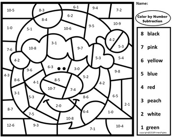 CHRISTMAS - COLOR-BY-CODE SUBTRACTION TO 10 AND 20 - COLOR BY NUMBER ...