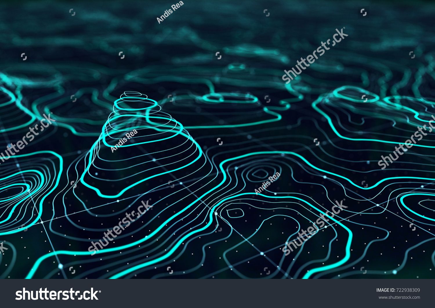 3D Topographic map background concept. Topo contour map. Rendering ...