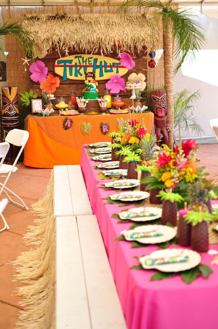 Tiki Hut Luau Party | Kara's Party Ideas | Luau party decorations, Luau ...