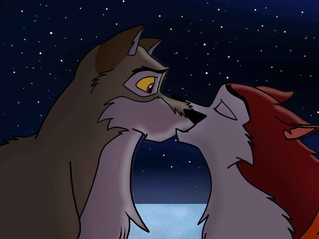 Cartoon Wolves Kissing