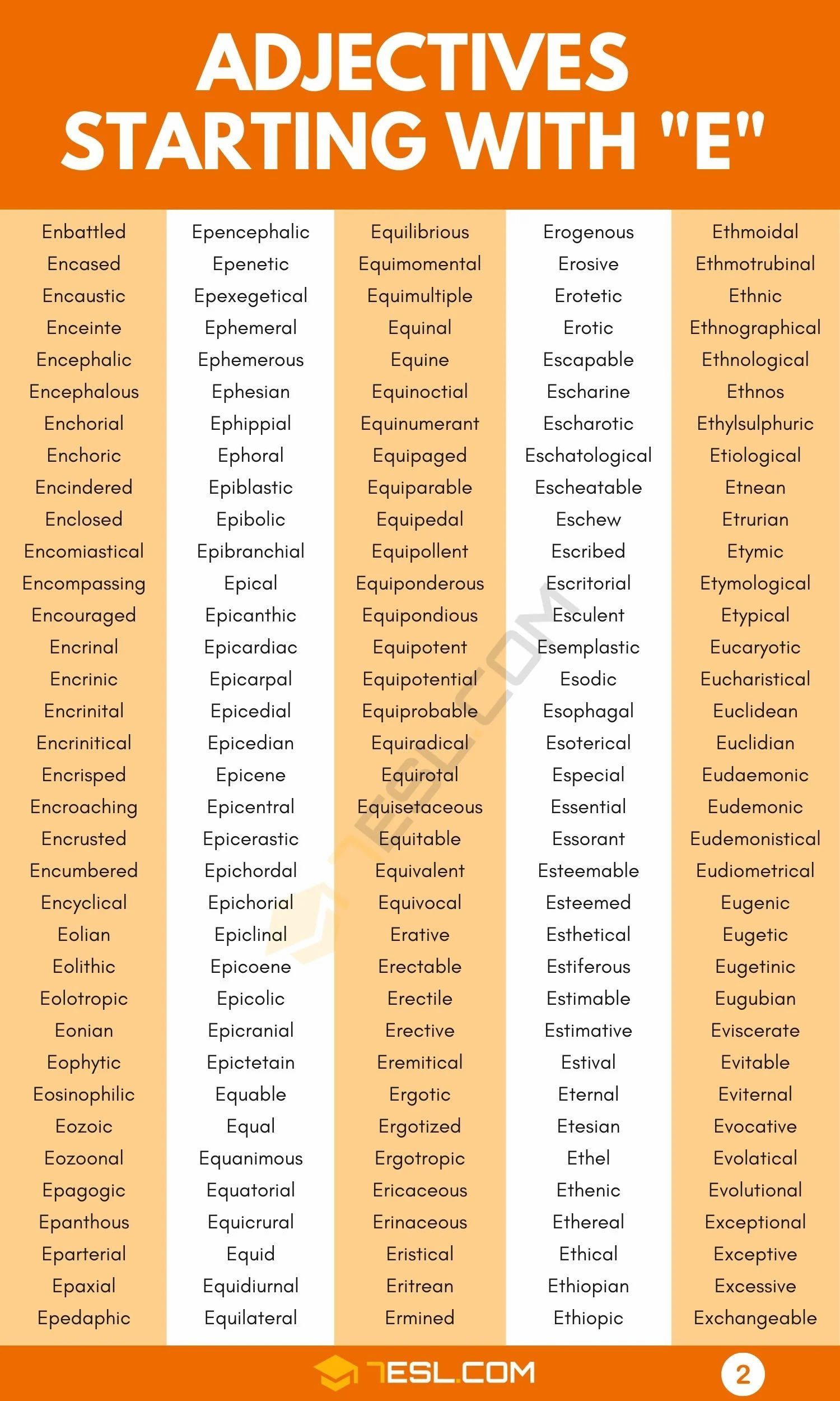 Adjectives that Start with E Essay Writing Skills, English Writing ...