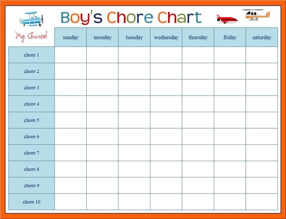 Customized Children's Chore Chart | Chore chart, Chores for kids, Chore ...