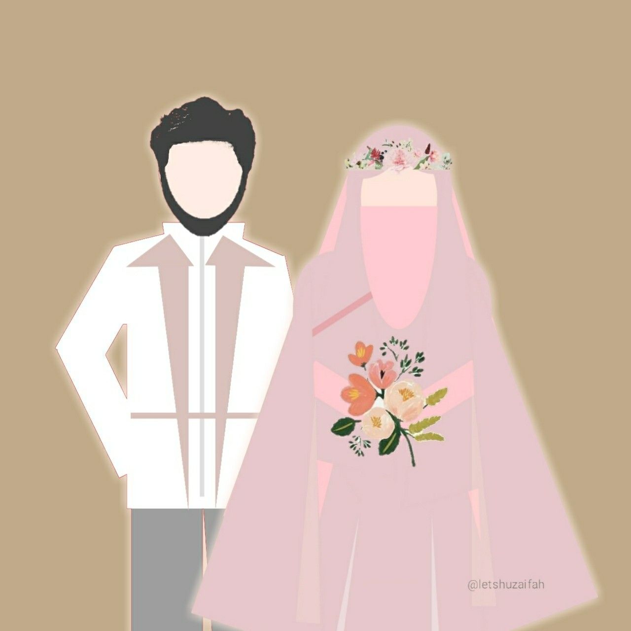 Ava Pengantin Bercadar Lukisan Keluarga Gambar Pengantin Ilustrasi Karakter